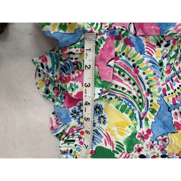 Cottagecore Crown & Ivy Floral Print Shorts Scalloped Hem Colorful Size 8 Shelby - Picture 7 of 8